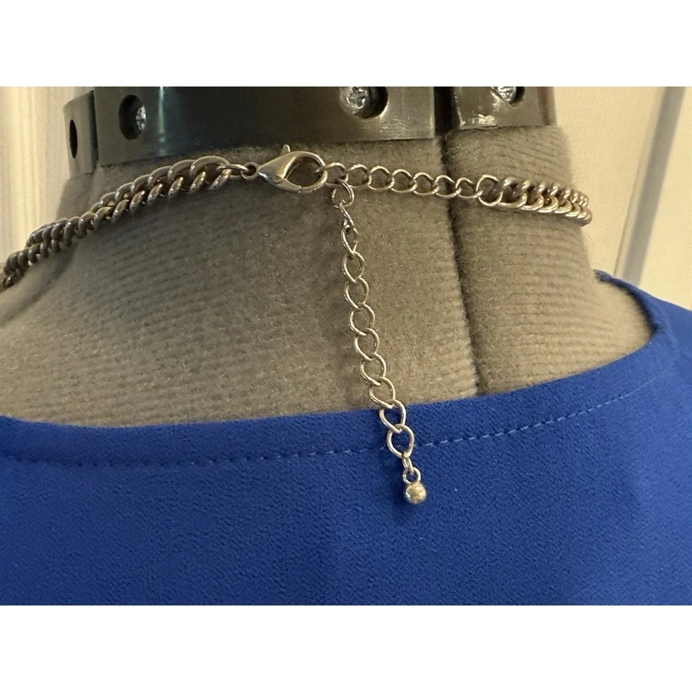 Silver  Tone Crystal  Gloss Clear Jeweled Chocker‎ Chunky Estate Necklace